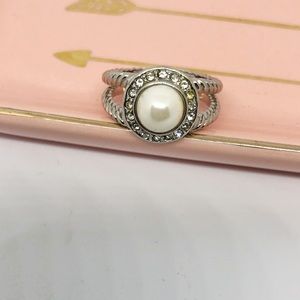 💍Silver Roped Pearl Halo Ring-Size 9💍